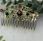 Camouflage crystal rhinestone pearl vintage style antique  hair accessories gift birthday event formal bridesmaid  3.5” Metal side Comb ##925