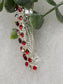 Red Crystal rhinestone barrette silver approximately 3.0” wedding bridal shower engagement formal princess accessory at