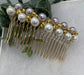 Lavender White  gold beaded side Comb 3.5” gold Metal hair Accessories bridesmaid birthday princess wedding gift handmade accessories