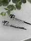 Clear crystal rhinestone butterfly approximately 2.5”  black  tone hair pins 2 pc set wedding bridal shower