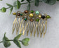 Camouflage crystal rhinestone pearl vintage style antique  hair accessories gift birthday event formal bridesmaid  2.5” Metal side Comb #158