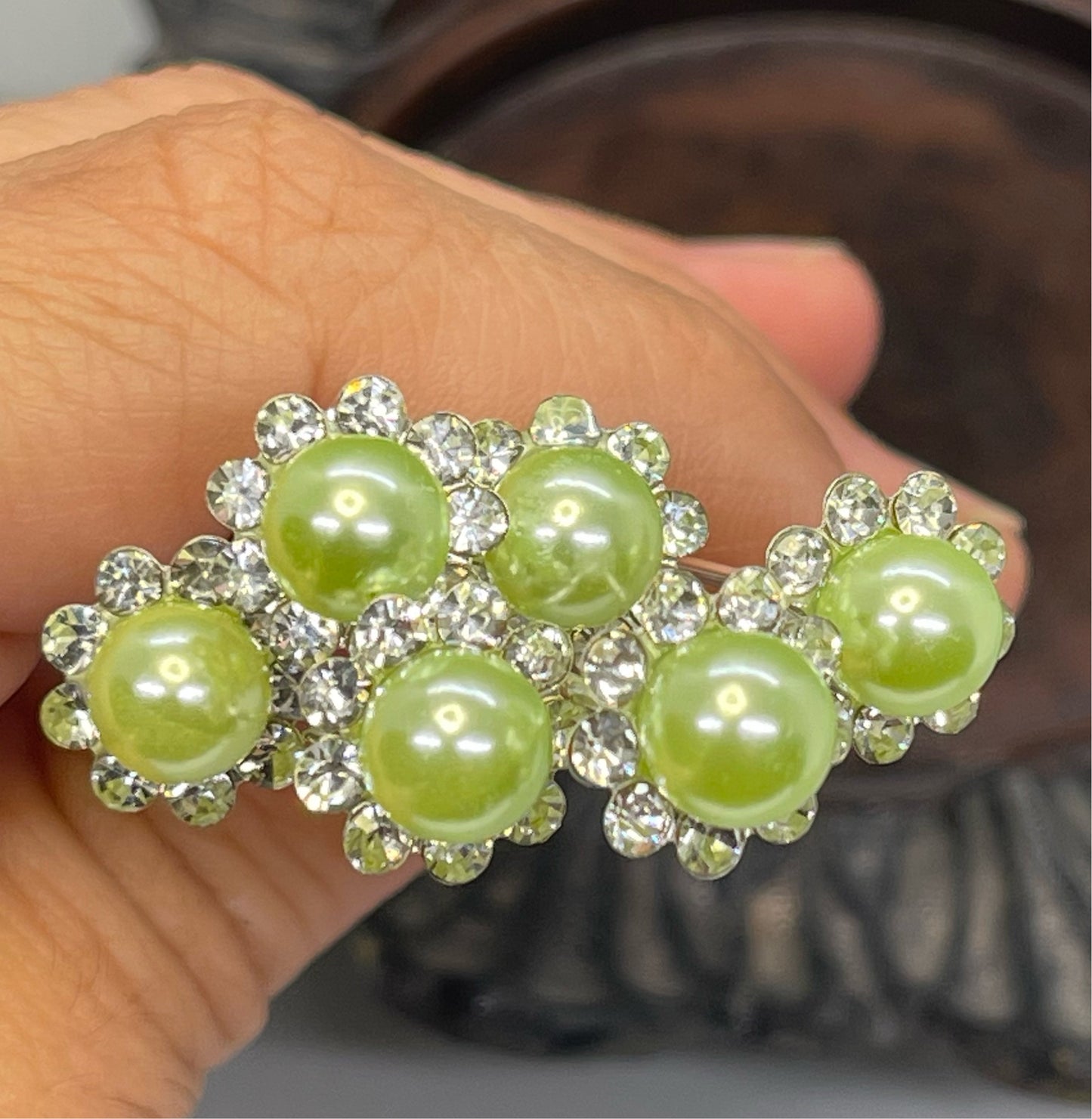 lime green Pearl crystal hair pins 6pc set hair accessory accessories Jewelry hair accessory wedding bridesmaids