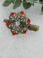 Red crystal rhinestone flower 2.0”alligator clip Antique vintage style bridal Wedding shower sweet 16 birthday princess bridesmaid hair accessory