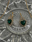 Emerald Crystal Jewelry Sets finger ring earring necklace Crystal Heart 3 pieces formal princess accessory accessories