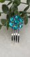 Teal blue crystal rhinestone flower approximately 2.0” hair side comb wedding bridal shower engagement formal princess accessory accessories
