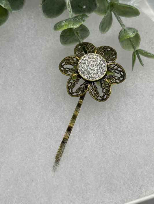 Crystal vintage antique style hair pin approximately 2.5” long Handmade hair accessory bridal wedding Retro