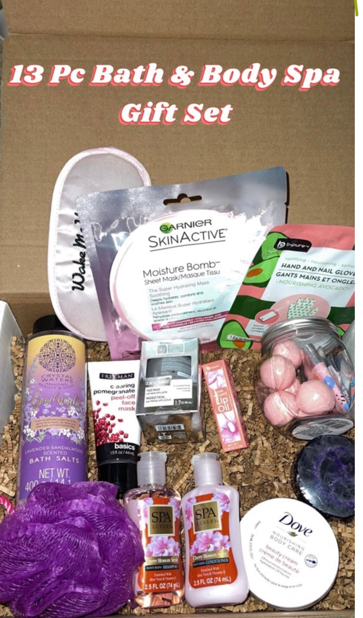 13 Pc body & bath spa gift set Box Valentine’s Day Birthday Shower Get well gift sets