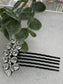 Black crystal rhinestone flowers approximately 2.5” hair side comb wedding bridal shower engagement formal princess accessory accessories