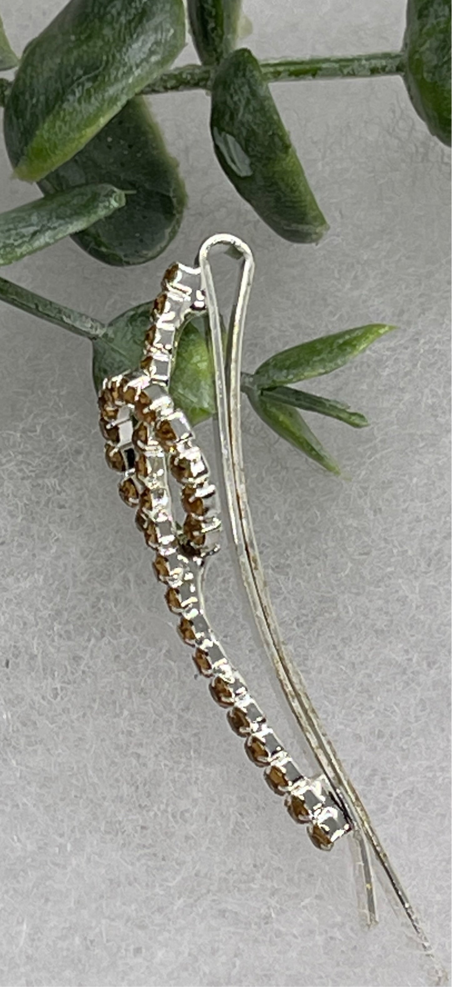 Gold Crystal Rhinestone hair pin silver tone approx 2.5” bridesmaid wedding formal princess accessory accessories